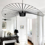 Ribbed Metal Hanging Light With Hat Shape 12-Inch Ceiling Fixture
