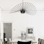 Ribbed Metal Hanging Light With Hat Shape 12-Inch Ceiling Fixture