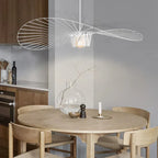 Ribbed Metal Hanging Light With Hat Shape 12-Inch Ceiling Fixture