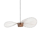 Ribbed Metal Hanging Light With Hat Shape 12-Inch Ceiling Fixture