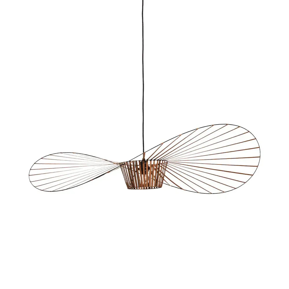 Ribbed Metal Hanging Light With Hat Shape 12-Inch Ceiling Fixture