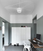 Ribbed Metal Hanging Light With Hat Shape 12-Inch Ceiling Fixture