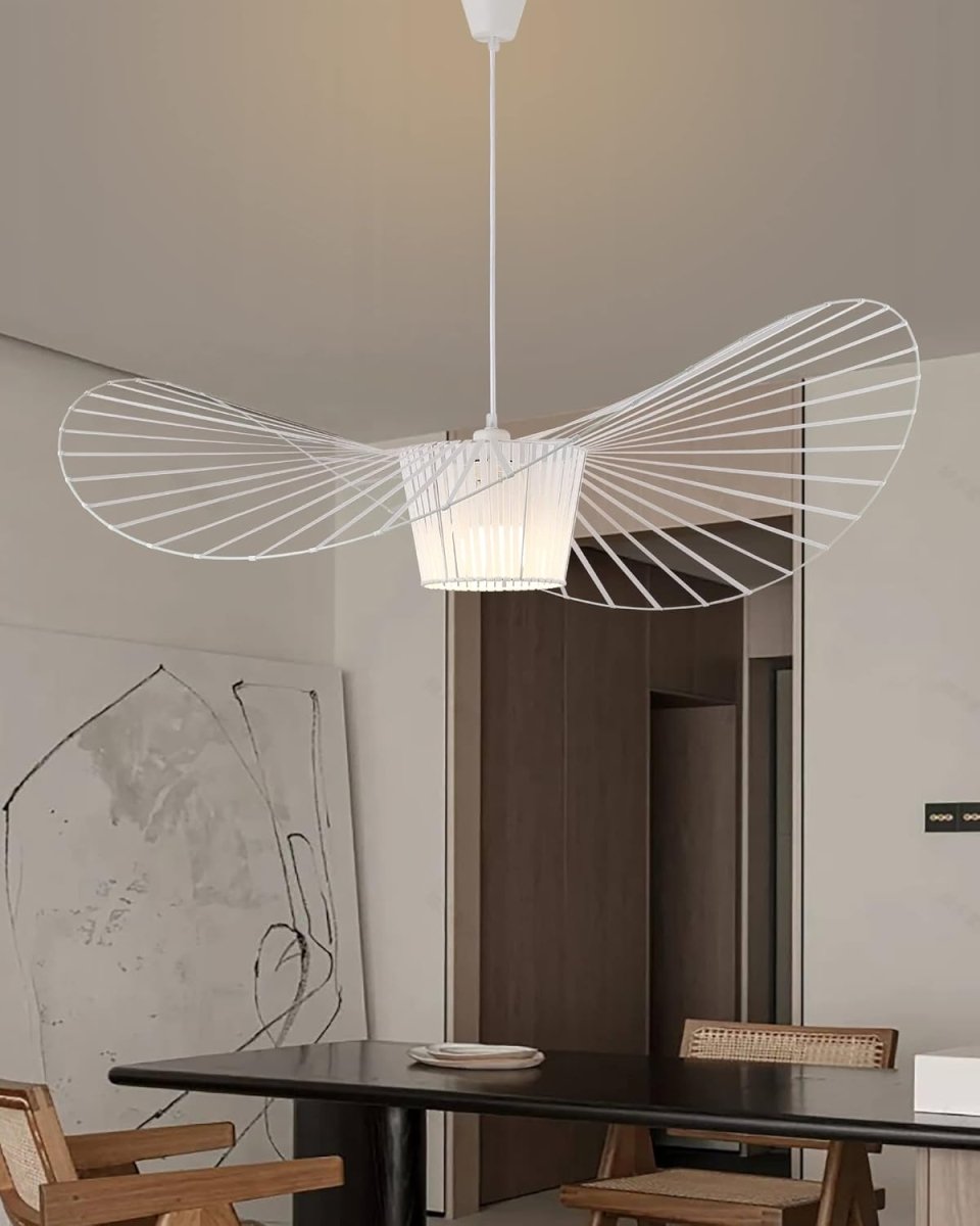 Ribbed Metal Hanging Light With Hat Shape 12-Inch Ceiling Fixture