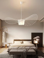 Ribbed Metal Hanging Light With Hat Shape 12-Inch Ceiling Fixture