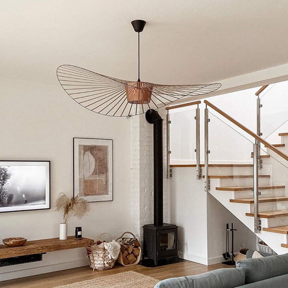 Ribbed Metal Hanging Light With Hat Shape 12-Inch Ceiling Fixture