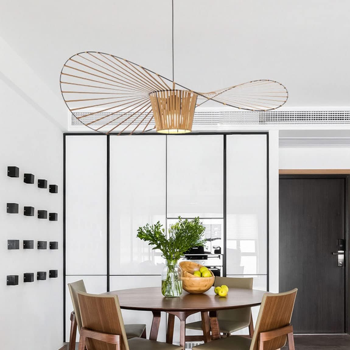 Ribbed Metal Hanging Light With Hat Shape 12-Inch Ceiling Fixture