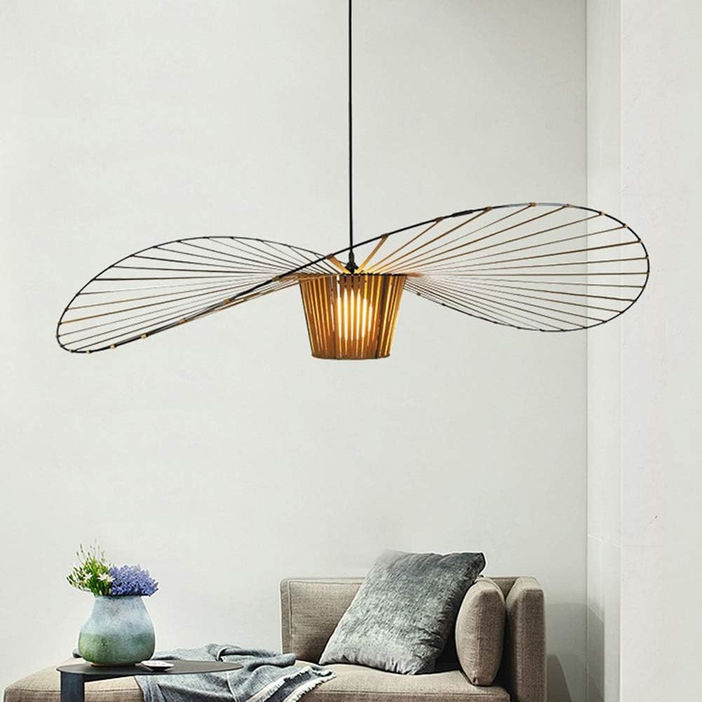 Ribbed Metal Hanging Light With Hat Shape 12-Inch Ceiling Fixture