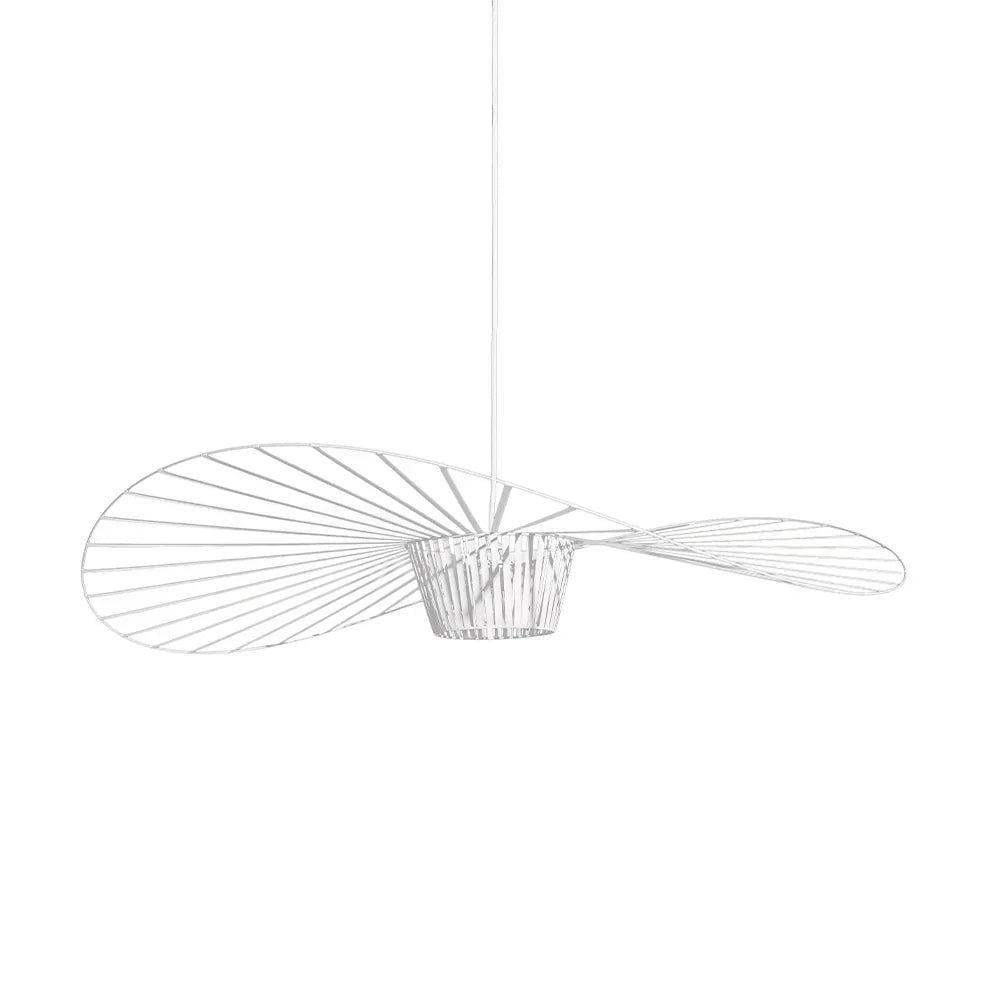 Ribbed Metal Hanging Light With Hat Shape 12-Inch Ceiling Fixture