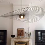 Ribbed Metal Hanging Light With Hat Shape 12-Inch Ceiling Fixture