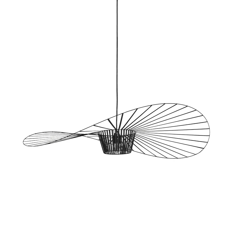 Ribbed Metal Hanging Light With Hat Shape 12-Inch Ceiling Fixture
