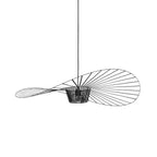 Ribbed Metal Hanging Light With Hat Shape 12-Inch Ceiling Fixture