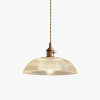 This Clérachic pendant's ribbed glass shade shown unlit on a plain off-white background.