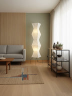 Mulberry paper floor lamp shade detail with diffused glow