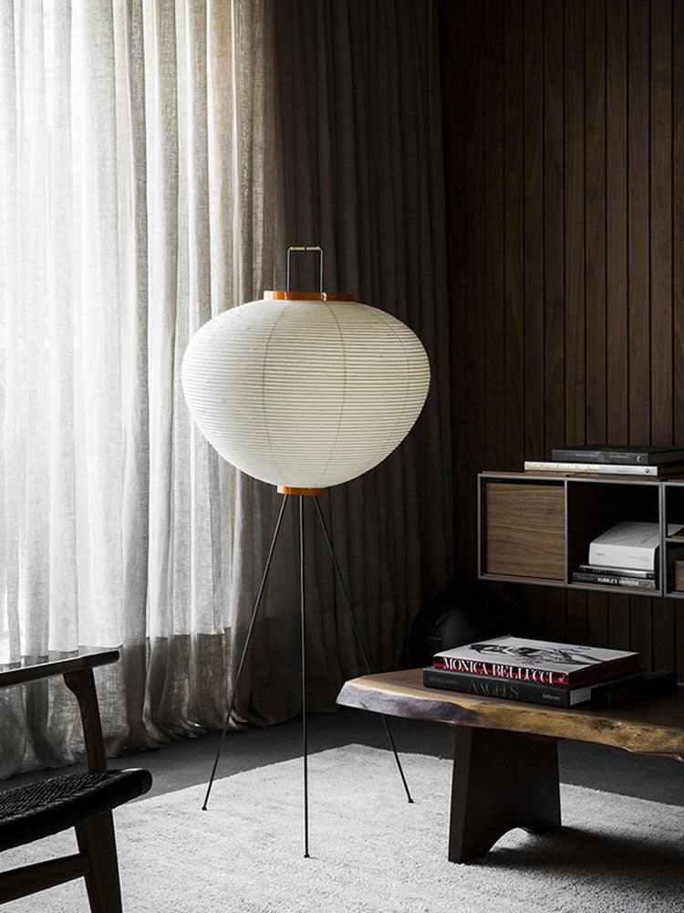 Floor Lamp, Akari Rice Paper Shade, E26/E27, Plug-In, Sculptural
