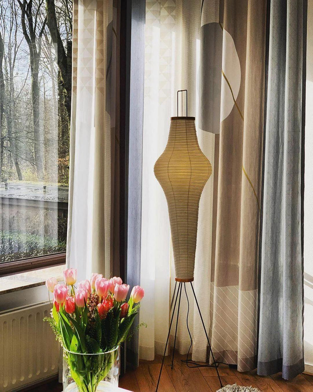 Floor Lamp, Akari Rice Paper Shade, E26/E27, Plug-In, Sculptural