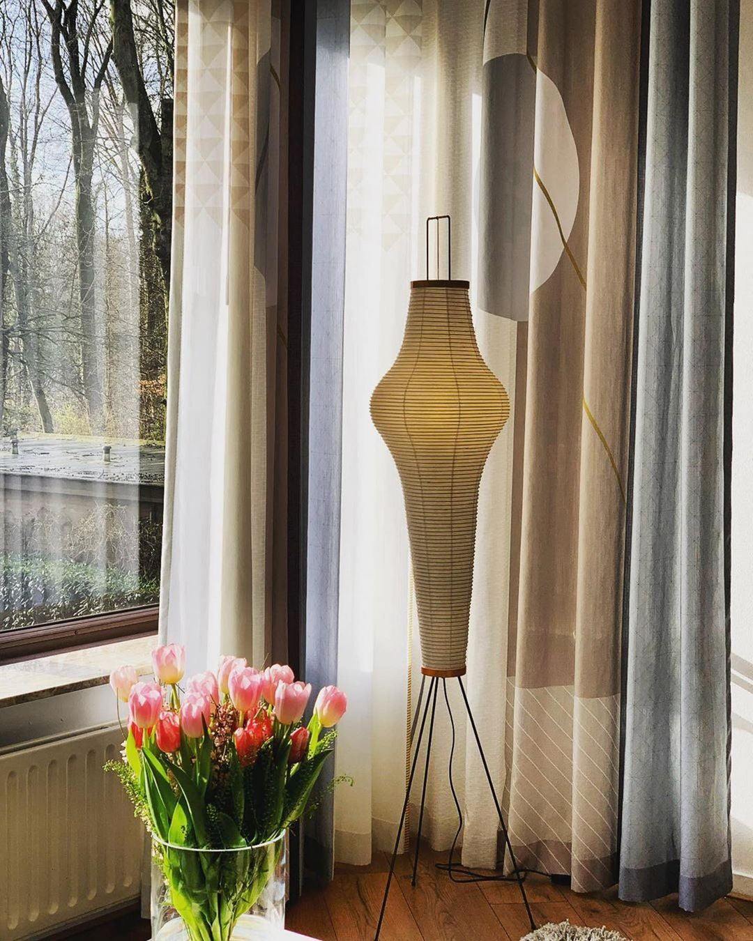 Floor Lamp, Akari Rice Paper Shade, E26/E27, Plug-In, Sculptural