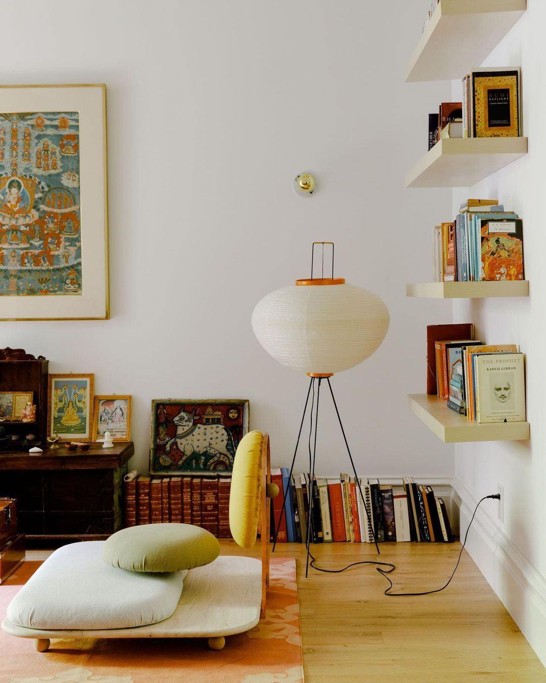 Floor Lamp, Akari Rice Paper Shade, E26/E27, Plug-In, Sculptural