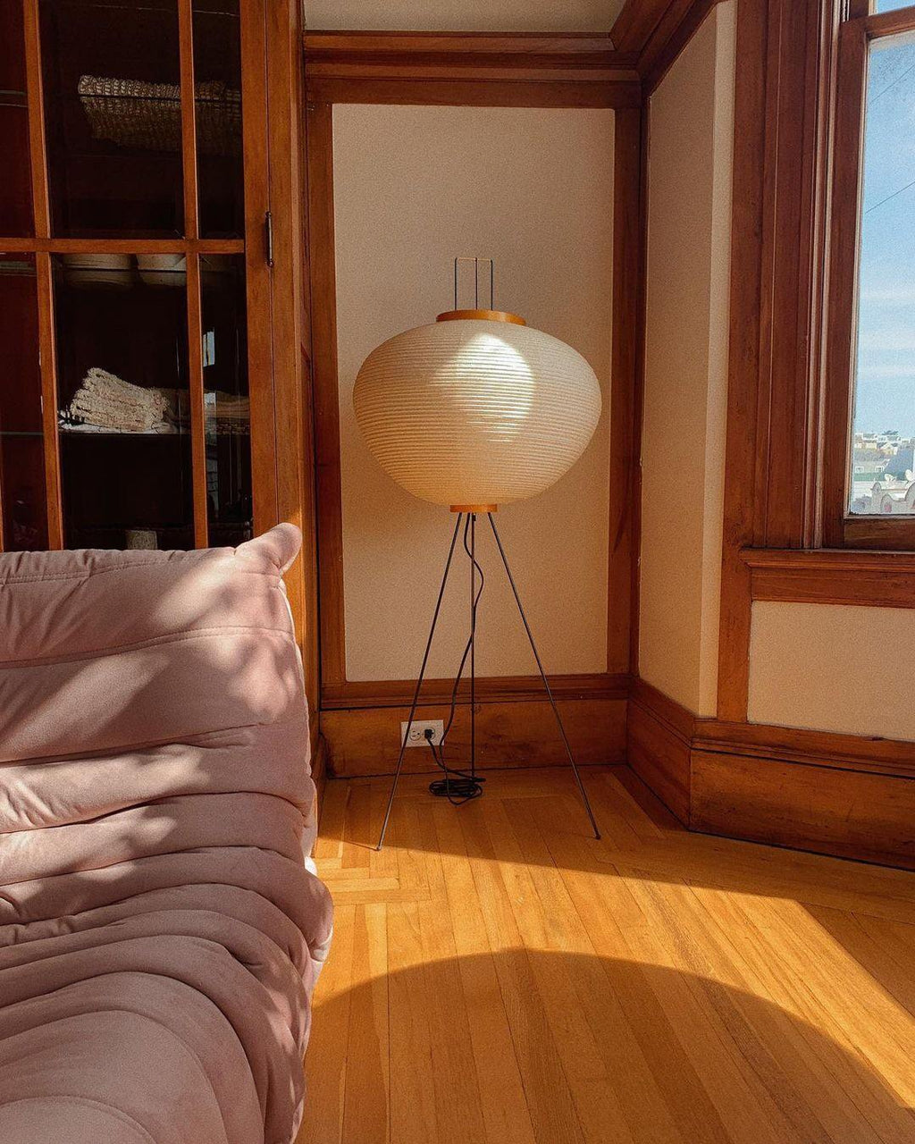 Floor Lamp, Akari Rice Paper Shade, E26/E27, Plug-In, Sculptural