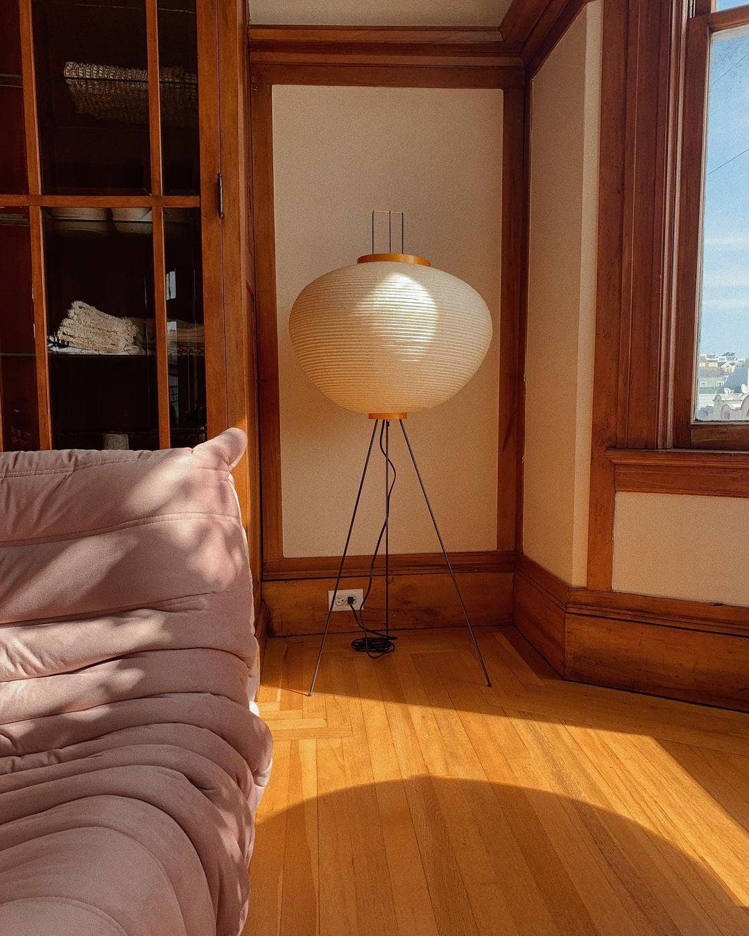 Floor Lamp, Akari Rice Paper Shade, E26/E27, Plug-In, Sculptural
