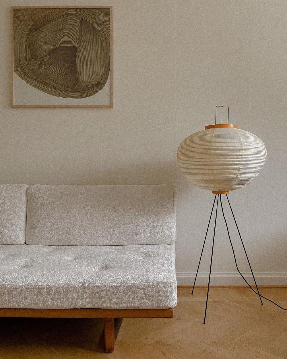 Floor Lamp, Akari Rice Paper Shade, E26/E27, Plug-In, Sculptural