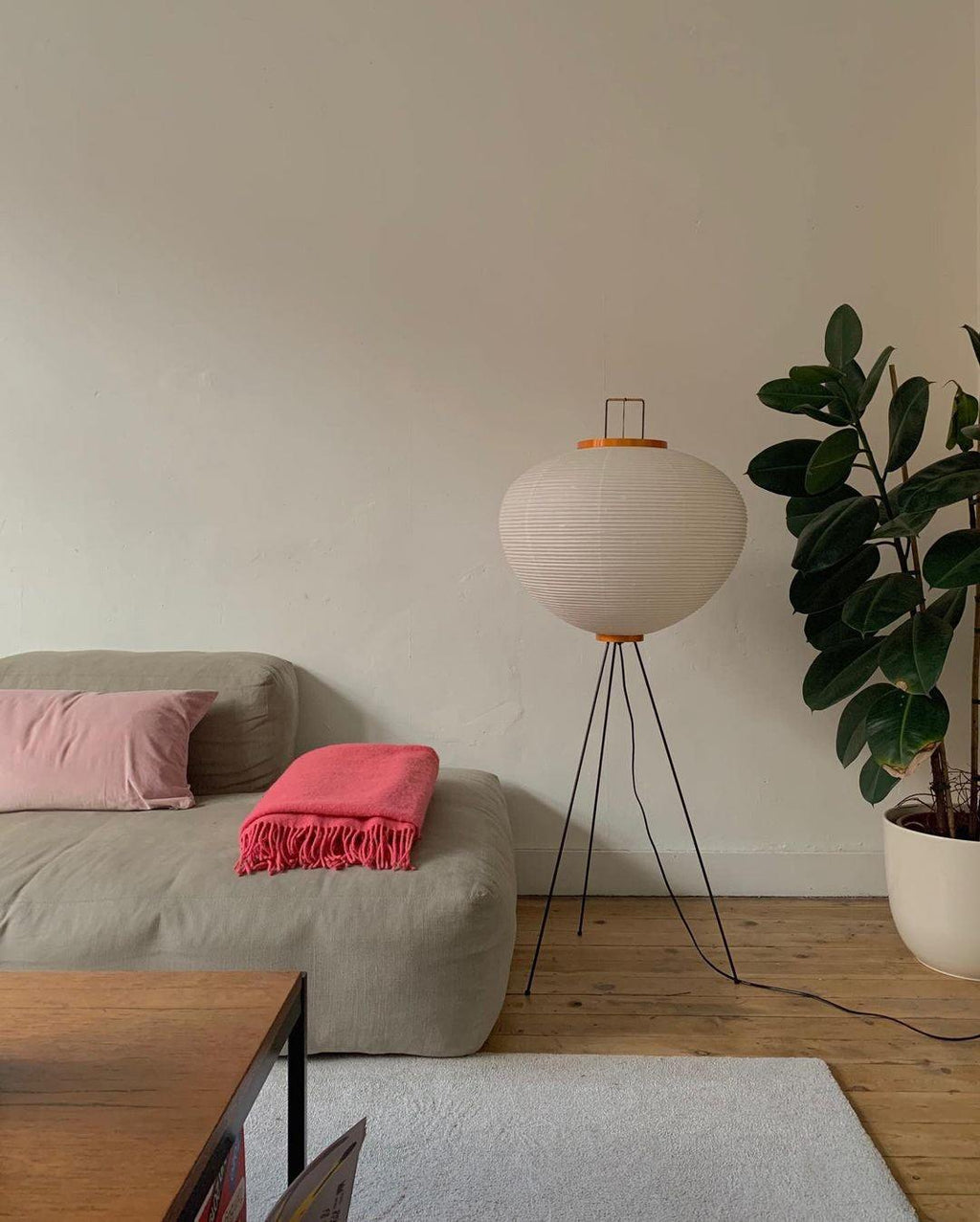 Floor Lamp, Akari Rice Paper Shade, E26/E27, Plug-In, Sculptural