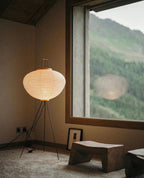 Floor Lamp, Akari Rice Paper Shade, E26/E27, Plug-In, Sculptural
