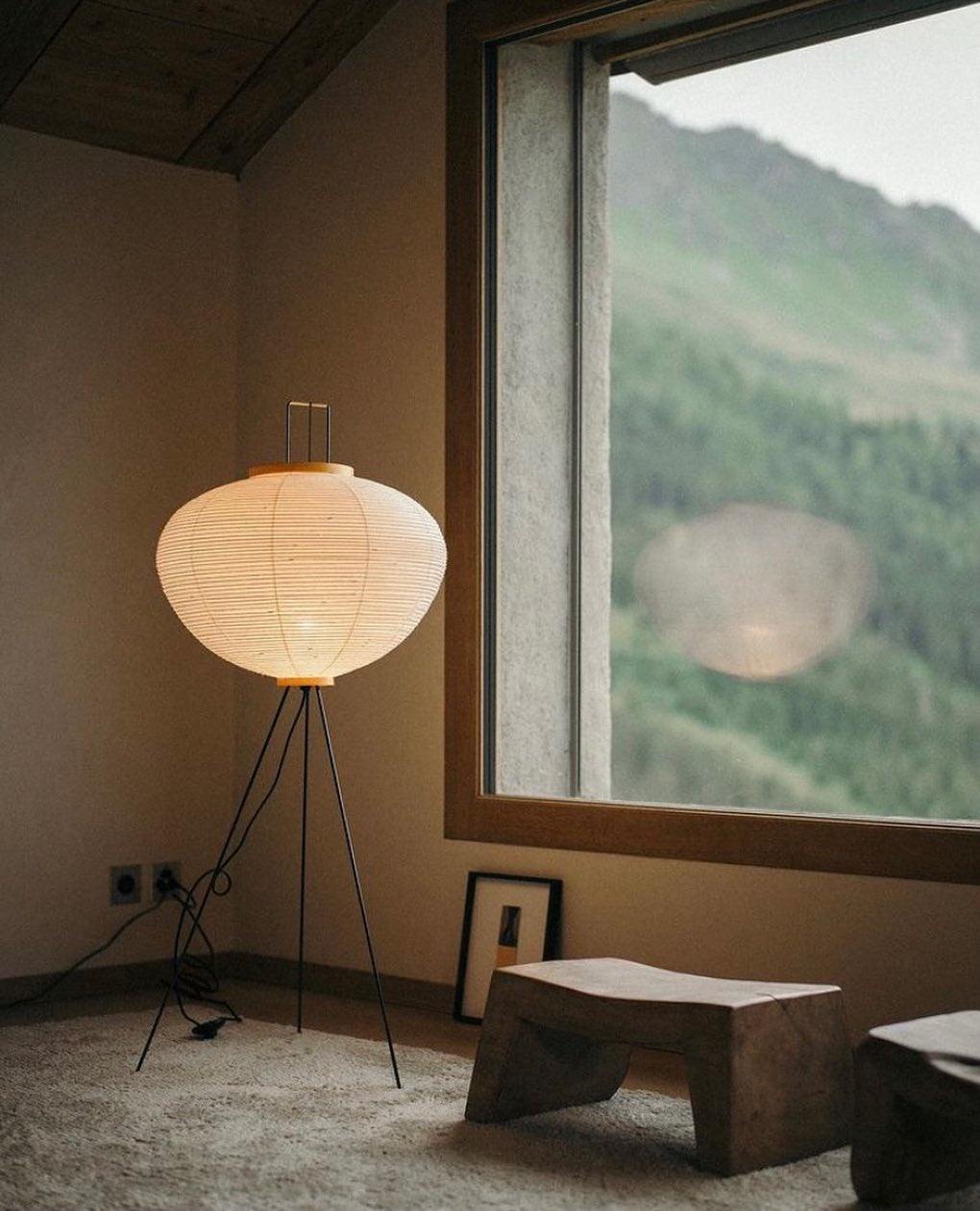 Floor Lamp, Akari Rice Paper Shade, E26/E27, Plug-In, Sculptural