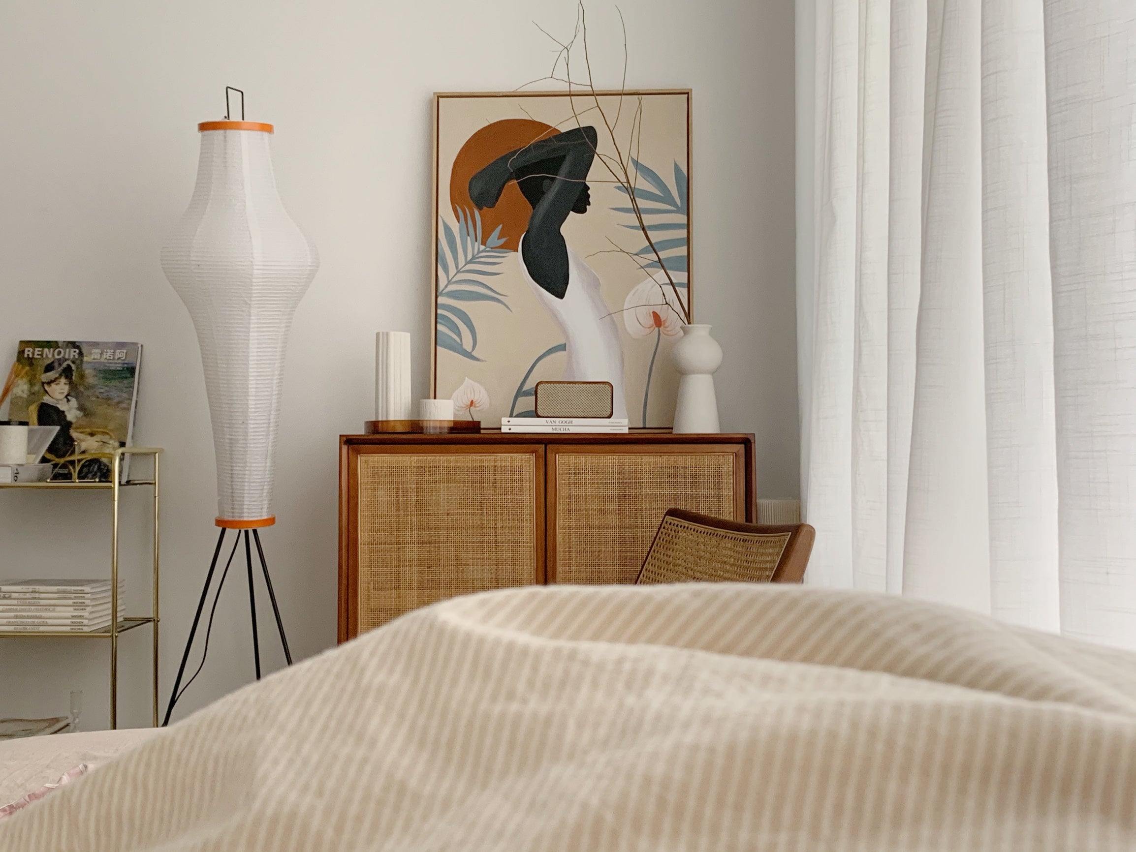 Floor Lamp, Akari Rice Paper Shade, E26/E27, Plug-In, Sculptural