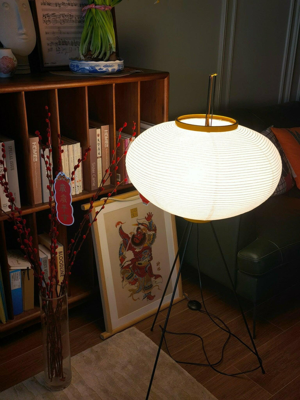 Floor Lamp, Akari Rice Paper Shade, E26/E27, Plug-In, Sculptural