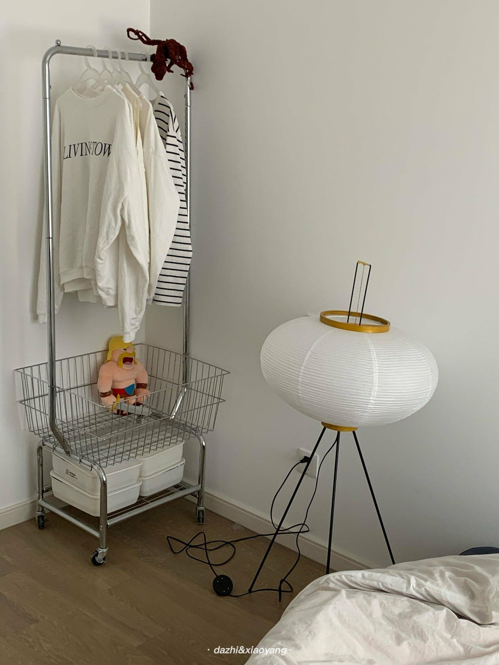 Floor Lamp, Akari Rice Paper Shade, E26/E27, Plug-In, Sculptural