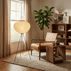 Mulberry paper floor lamp shade close-up showing soft texture