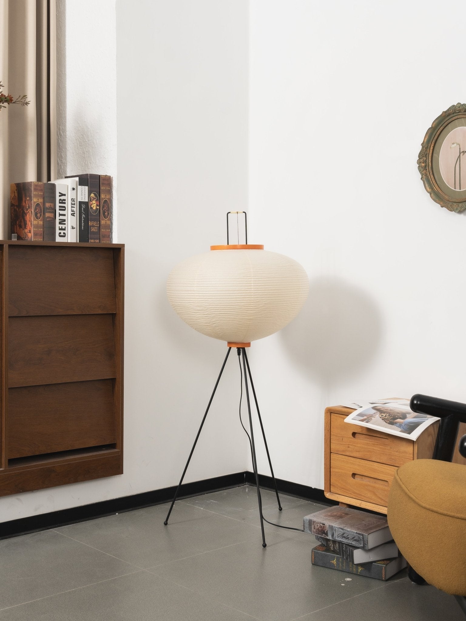 Floor Lamp, Akari Rice Paper Shade, E26/E27, Plug-In, Sculptural