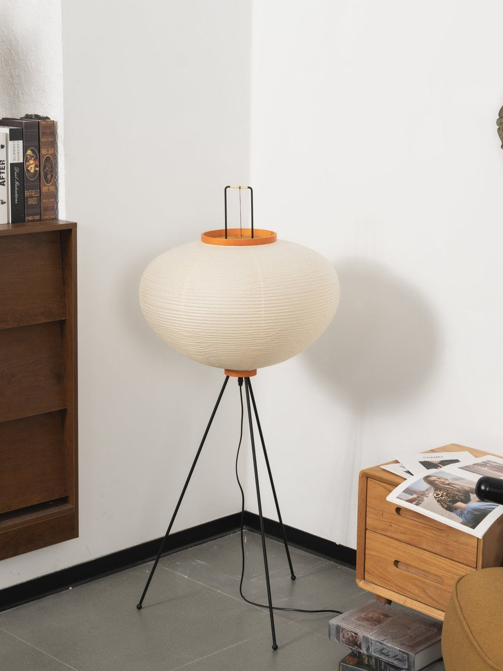 Floor Lamp, Akari Rice Paper Shade, E26/E27, Plug-In, Sculptural