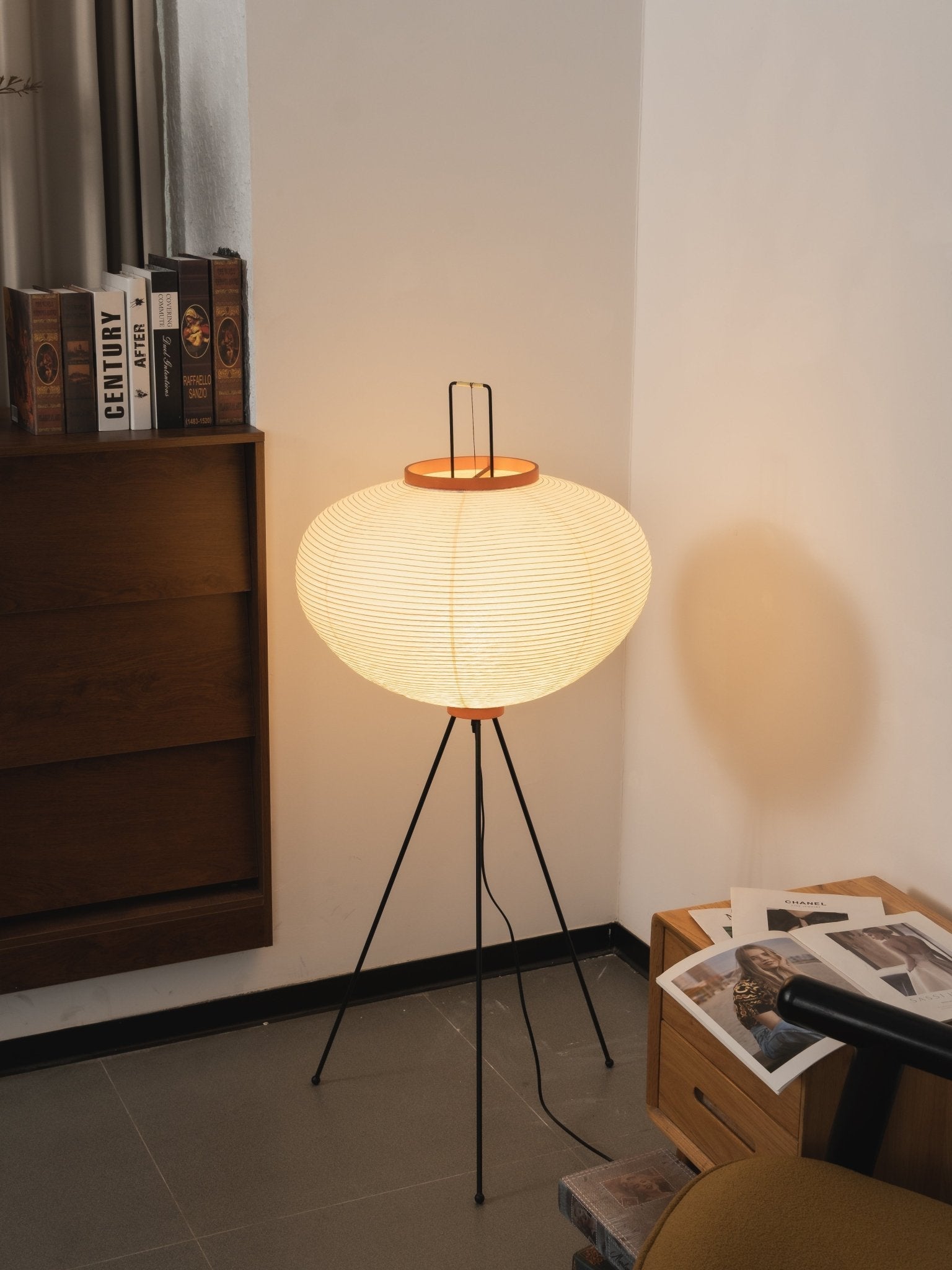 Floor Lamp, Akari Rice Paper Shade, E26/E27, Plug-In, Sculptural