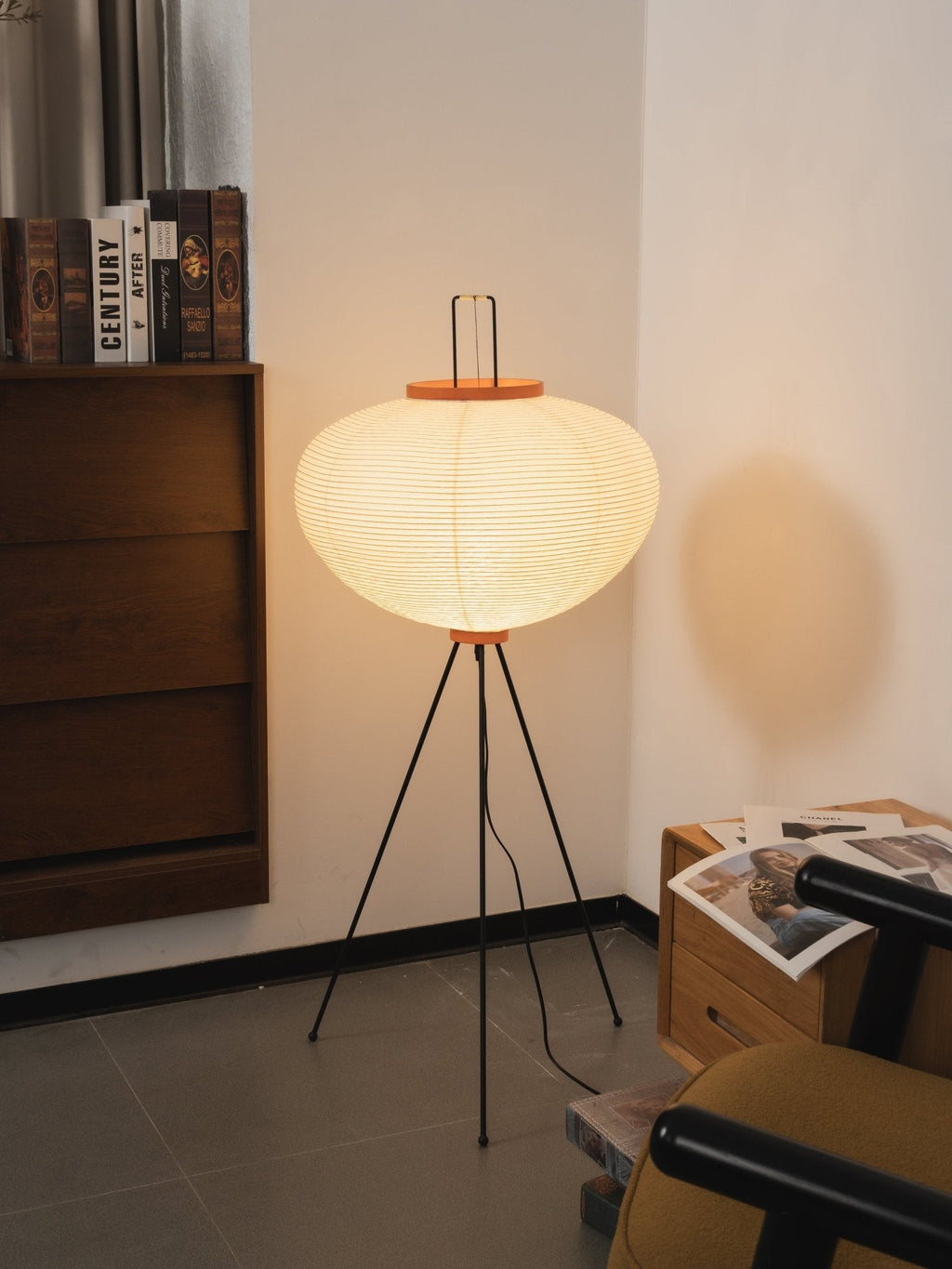 Floor Lamp, Akari Rice Paper Shade, E26/E27, Plug-In, Sculptural