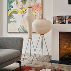 Akari floor lamp with mulberry paper shade in a styled room