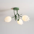 Mirrored from a previous angle, this Clérachic ceiling light in green is shown unlit on a plain grey background.