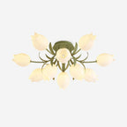 On a plain light background, this Clérachic ceiling light in green shows its full, symmetric cluster of shades unlit.