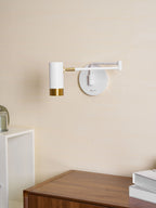 Adjustable swing arm wall lamp extended out from the wall