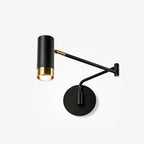 Adjustable swing arm wall lamp with long horizontal shade