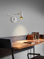 Swing arm wall lamp shade detail with gold interior