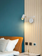 Adjustable swing arm wall lamp shown from the side