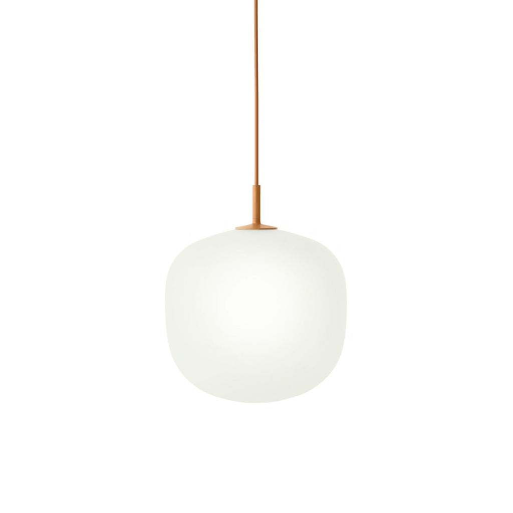 Sandblasted Glass Pendant Lamp, Acorn Shape, 3 Sizes in Orange, Black or White