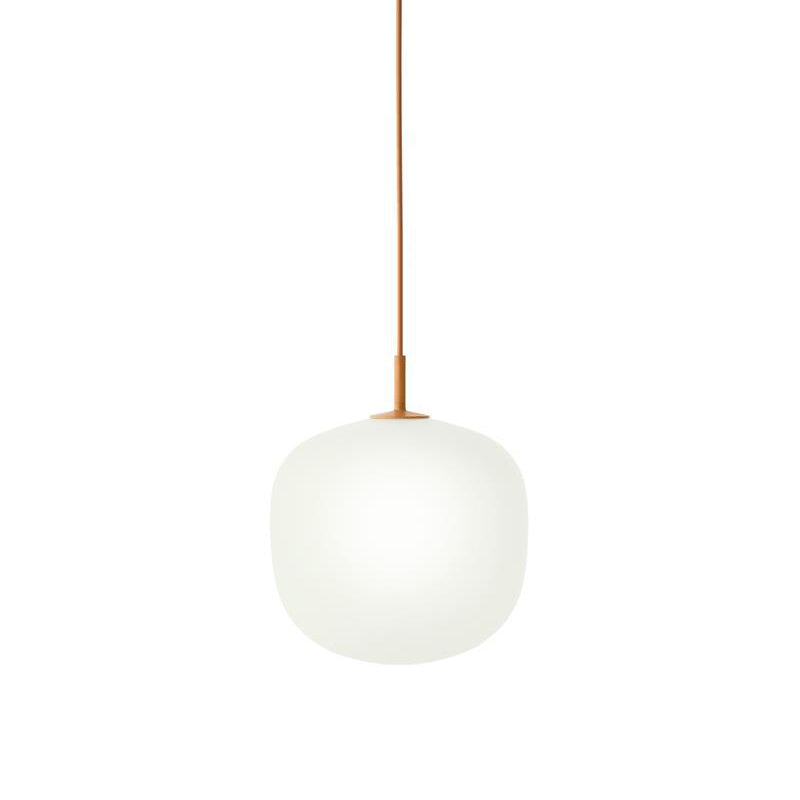 Sandblasted Glass Pendant Lamp, Acorn Shape, 3 Sizes in Orange, Black or White