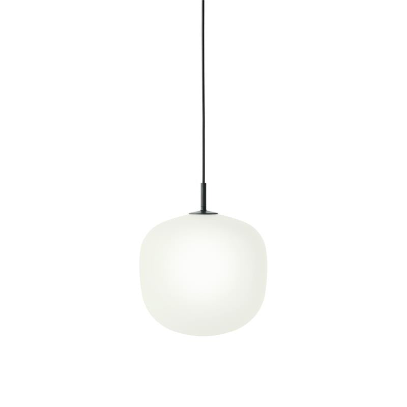 Sandblasted Glass Pendant Lamp, Acorn Shape, 3 Sizes in Orange, Black or White