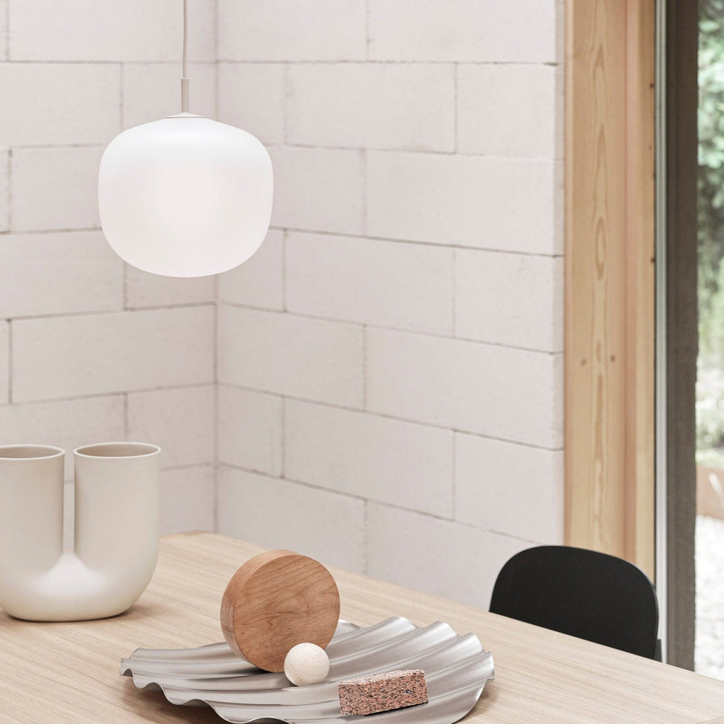 Sandblasted Glass Pendant Lamp, Acorn Shape, 3 Sizes in Orange, Black or White