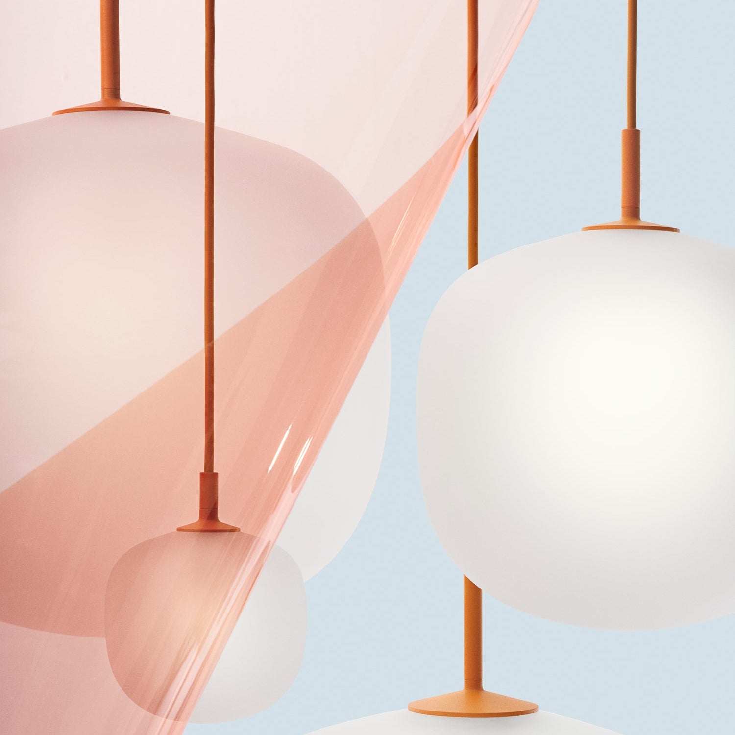 Sandblasted Glass Pendant Lamp, Acorn Shape, 3 Sizes in Orange, Black or White
