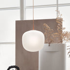 Sandblasted Glass Pendant Lamp, Acorn Shape, 3 Sizes in Orange, Black or White