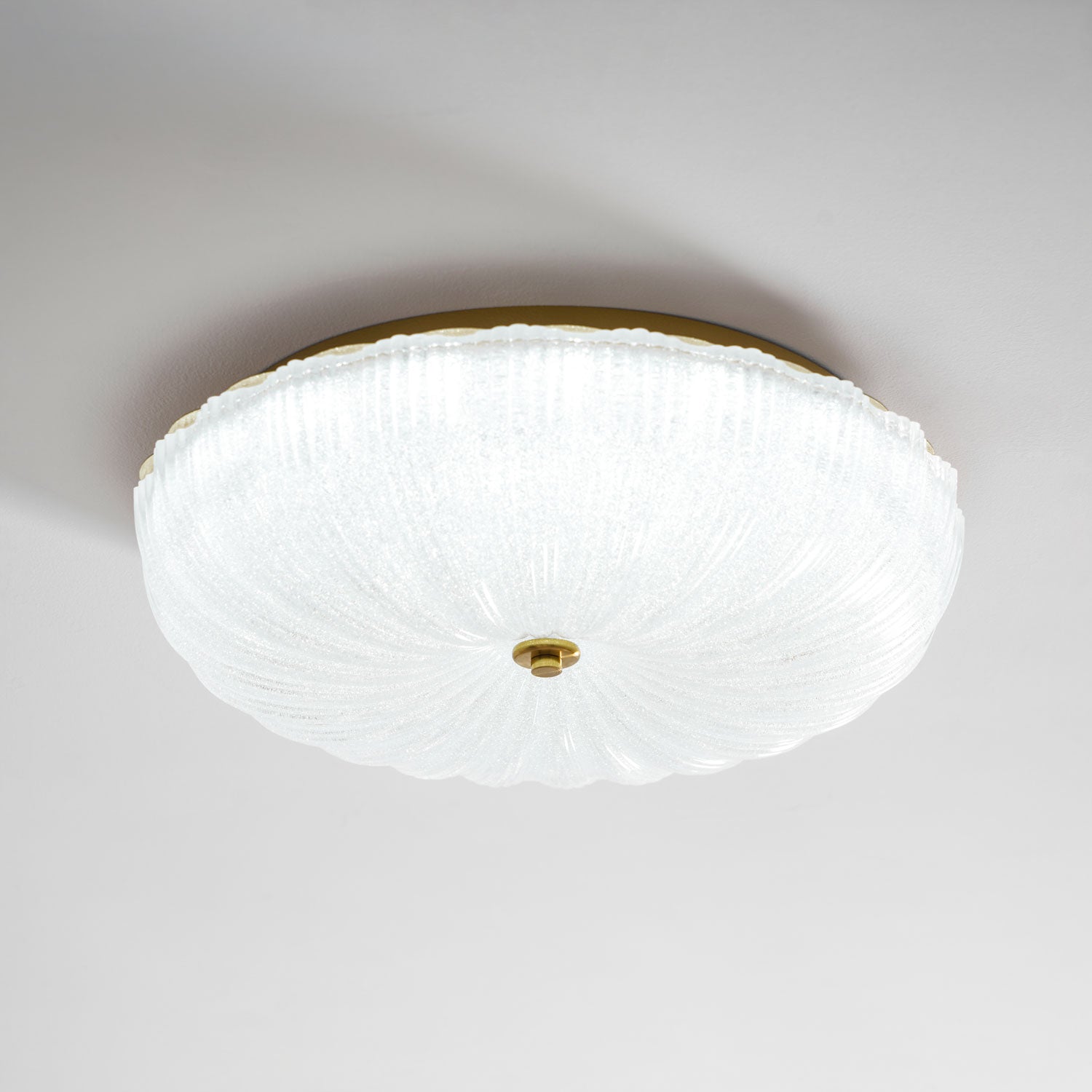 Ceiling Light, Frosted Sand Glass Shade, Integrated LED, Gold Trim