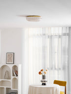 Ceiling Light, Frosted Sand Glass Shade, Integrated LED, Gold Trim
